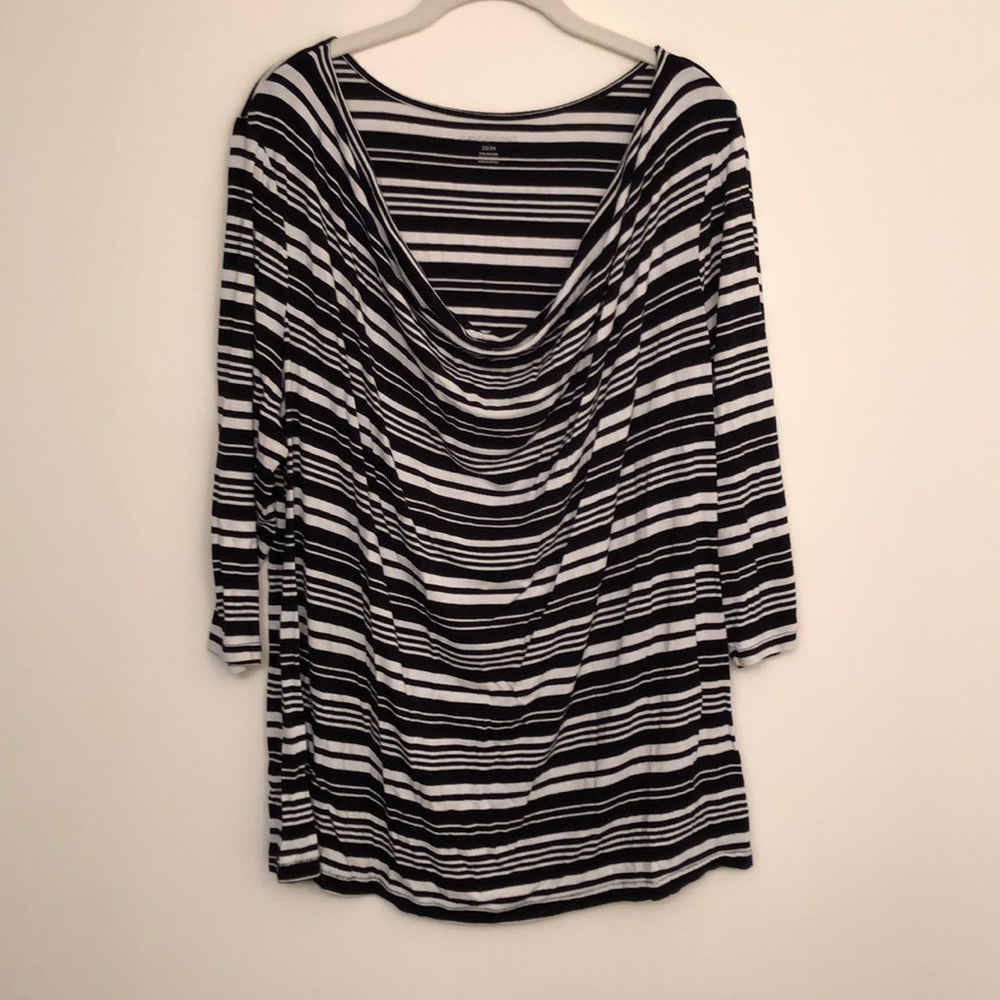 Black and White Striped Shirt - Plus Size